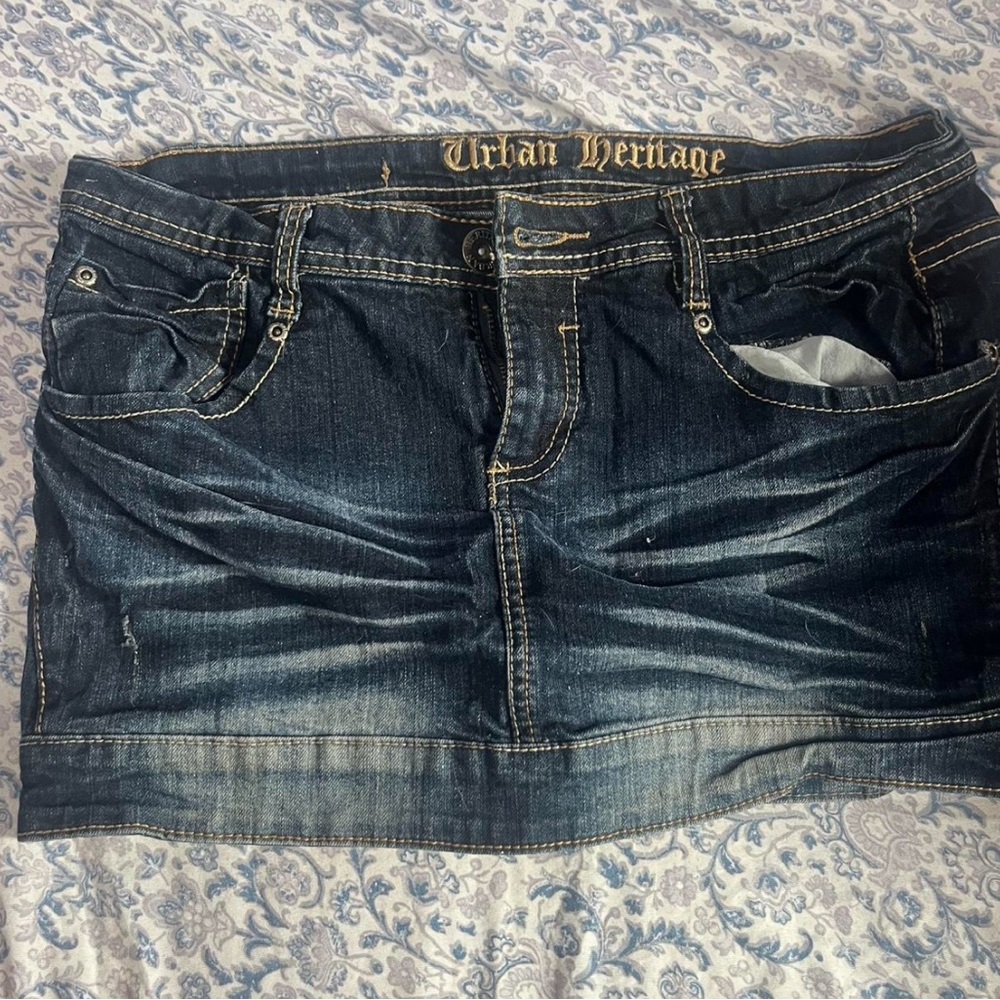 Urban Heritage Dark Blue Denim Mini Skirt